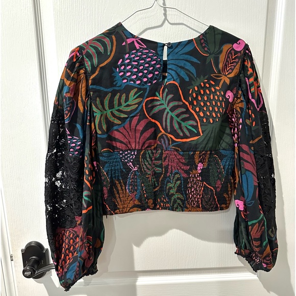 Farm Rio Floral Tropical Print Long Sleeve Blouse - Picture 7 of 12